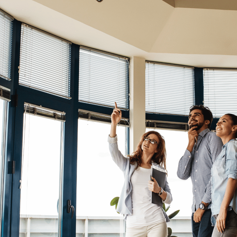 Agent showing a new listing with their home buyers